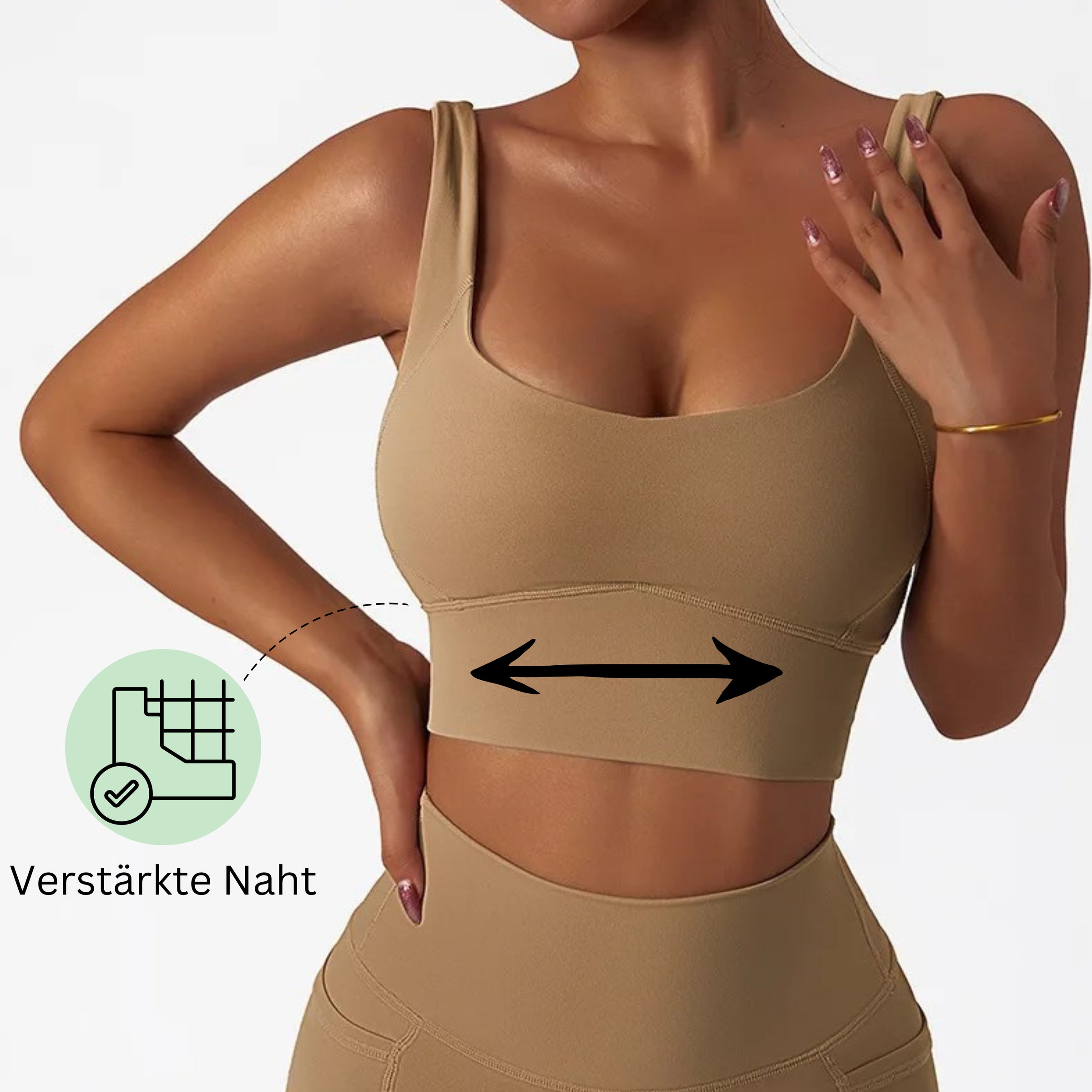 Fitshape Sport-BH - Verstärkte Naht sorgt für einen noch besseren Halt und flacht zusätzlich den Bauch ab - Kein Verrutschen