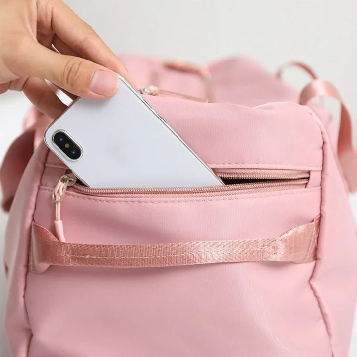 Allrounder Sporttasche 35l - Pink Close-Up Aussenfach mit Reissverschluss