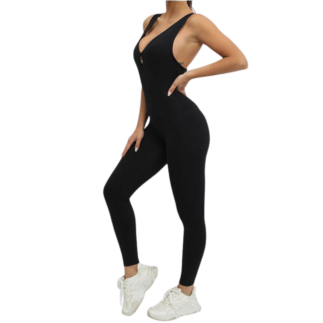 Rückenfreier Jumpsuit - Black Seitenansicht