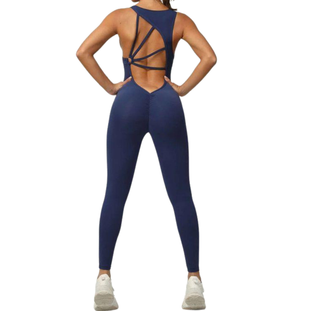 Rückenfreier Jumpsuit - Navy Rückansicht