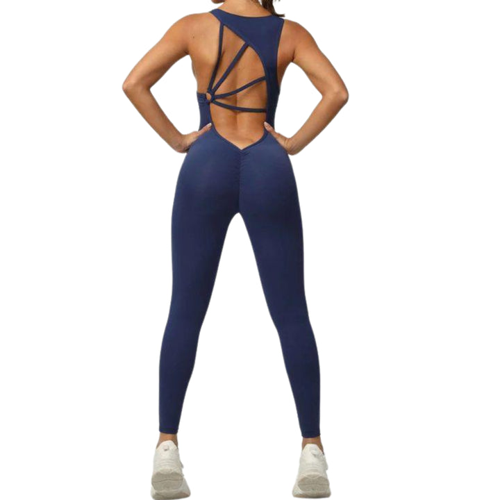 Rückenfreier Jumpsuit - Navy Rückansicht