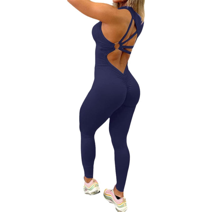 Rückenfreier Jumpsuit - Navy Rückansicht
