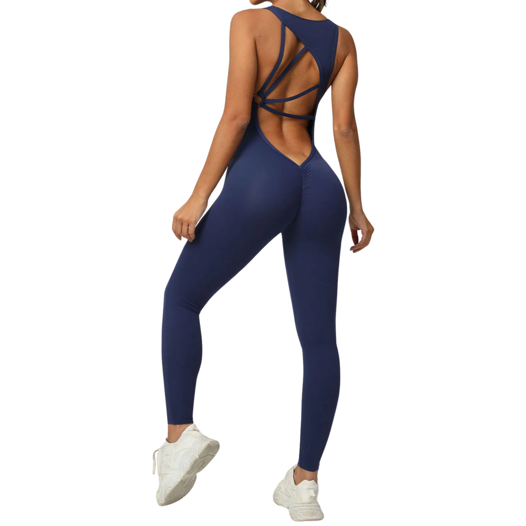 Rückenfreier Jumpsuit - Navy Rückansicht