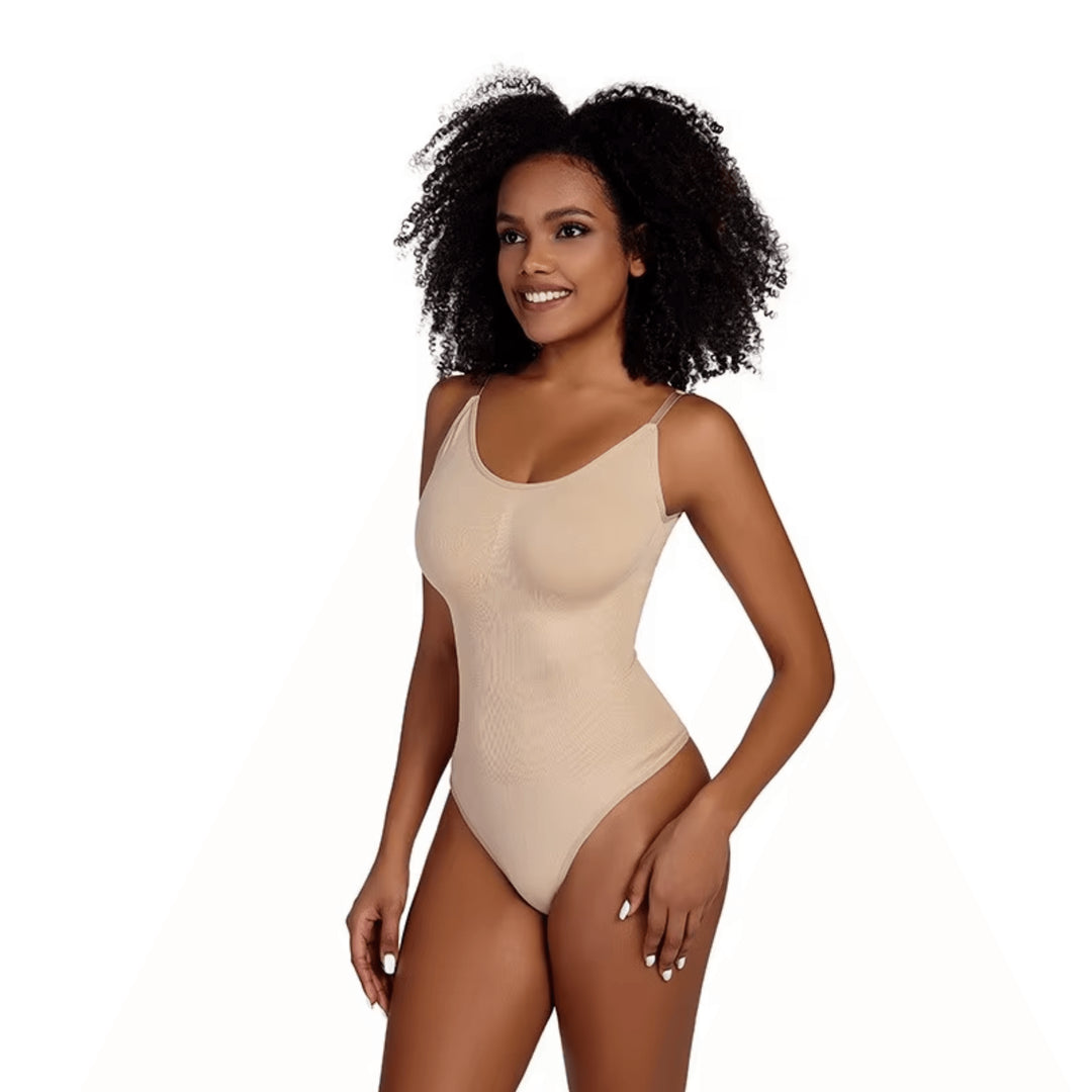 Body Shapewear Damen Bodysuit – Tanga-Design Bisque Vorderansicht