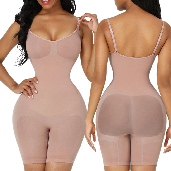 Bodysuit Shapewear Hosen Design - PeachPuff Vorder und Rückansicht