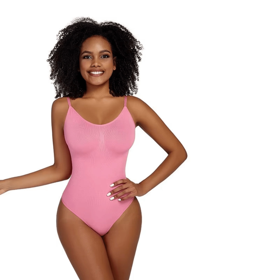 Body Shapewear Damen Bodysuit – Tanga-Design Pink Vordeansicht 2