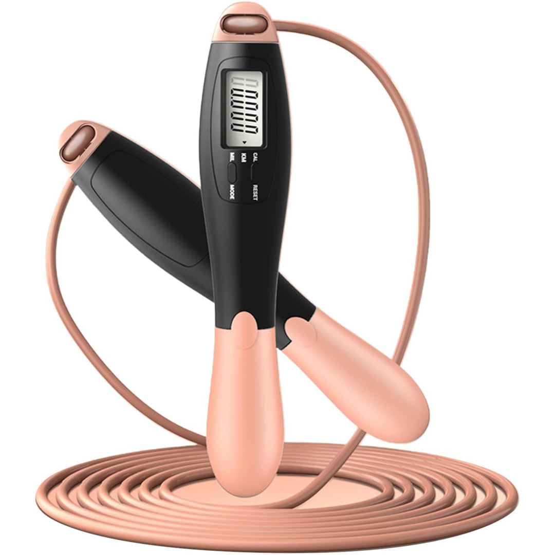 Ergonomisches Springseil mit Displayanzeige - Pink