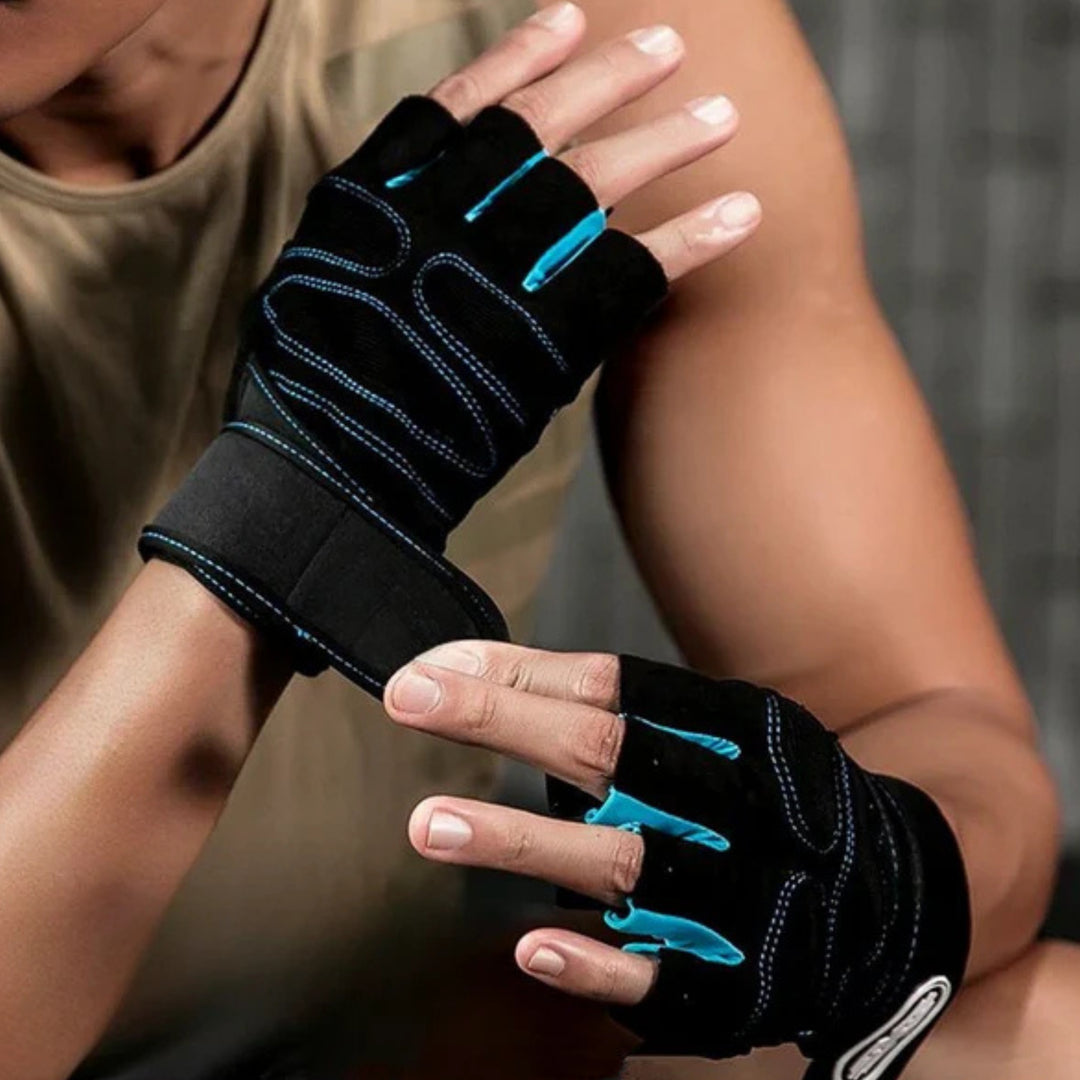 Fitness Handschuhe mit Handgelenkstütze –  Skyblue