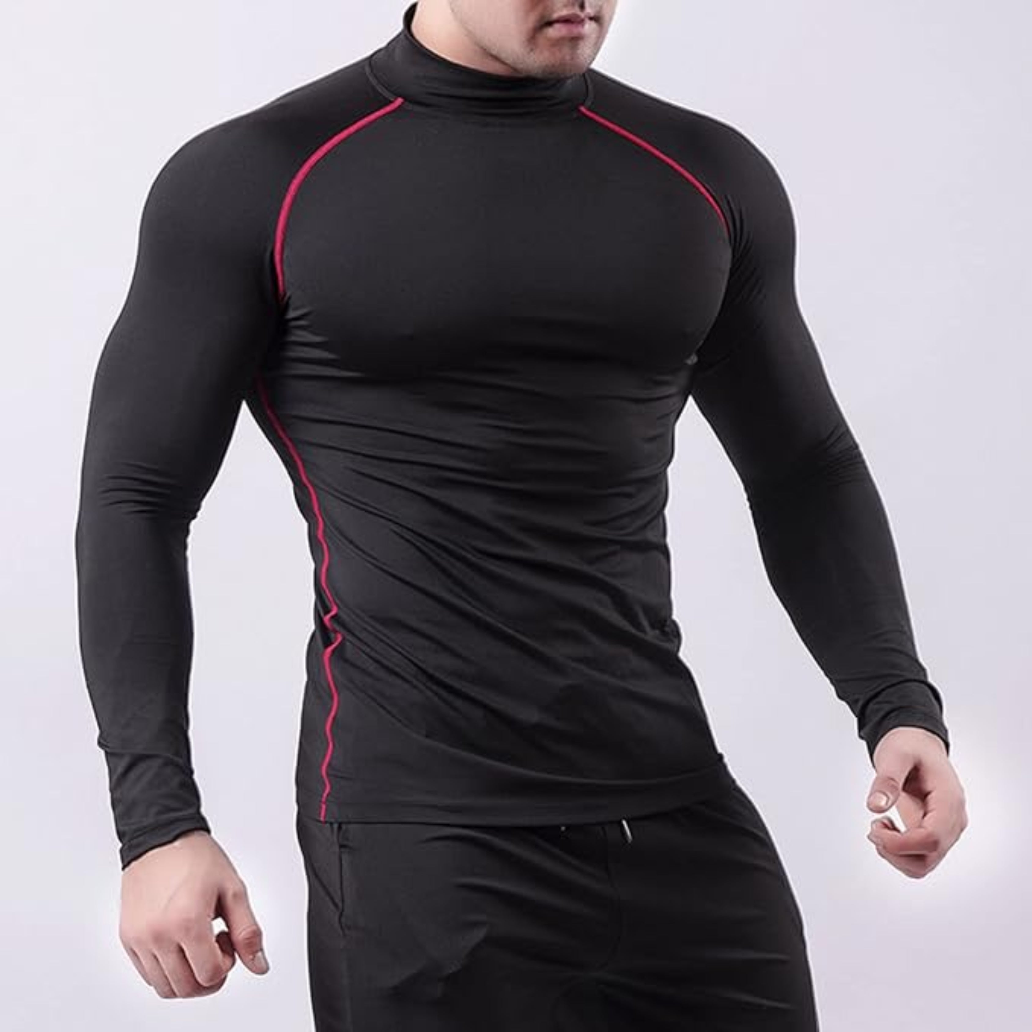 Funktionsshirt Herren - Sport T-Shirt lang - Red Vorderansicht