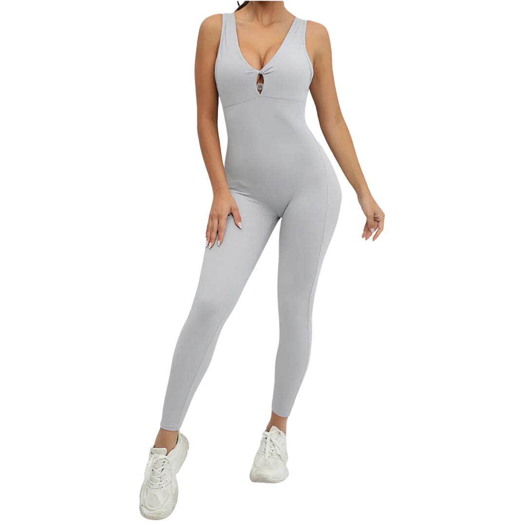 Rückenfreier Jumpsuit - LightGrey Vorderansicht