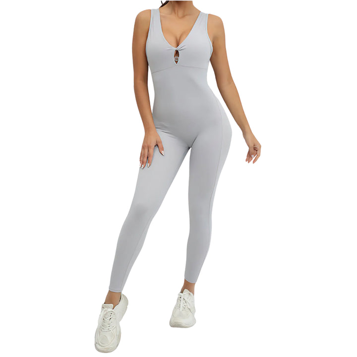 Rückenfreier Jumpsuit - LightGrey Vorderansicht