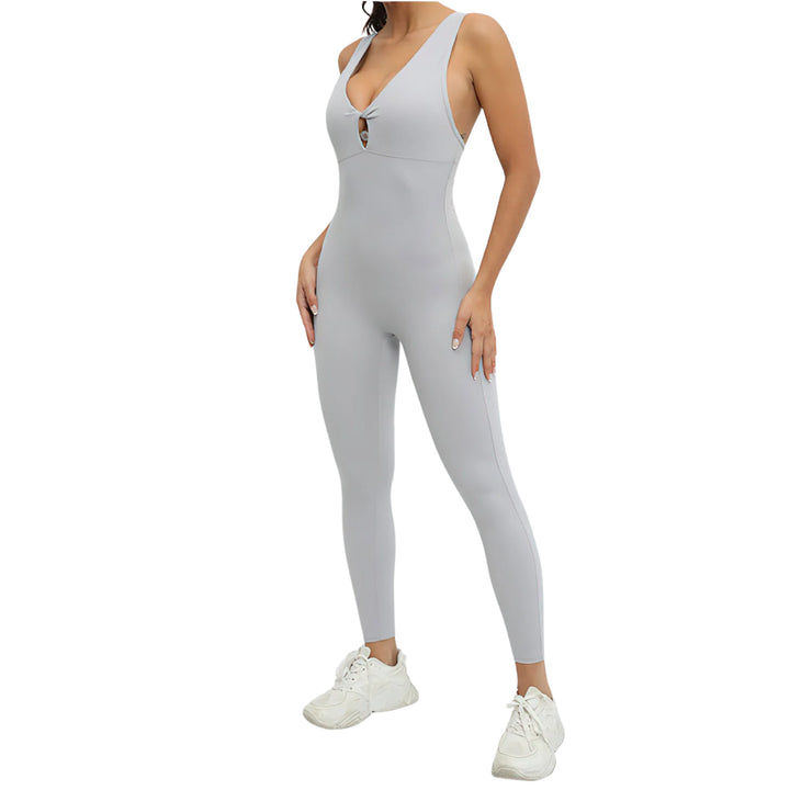 Rückenfreier Jumpsuit - LightGrey Vorderansicht