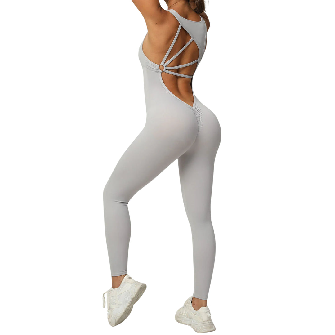Rückenfreier Jumpsuit - LightGrey Rückansicht