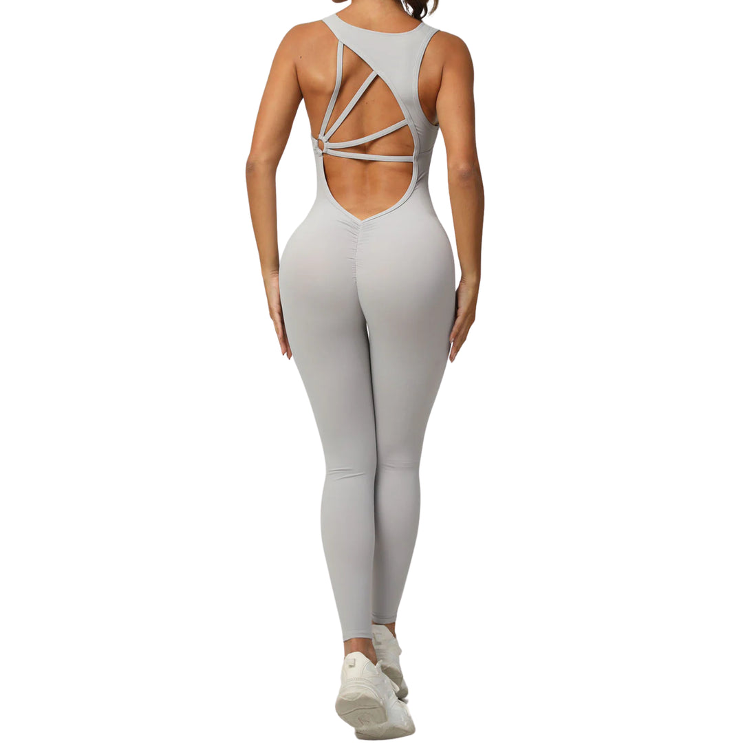 Rückenfreier Jumpsuit - LightGrey Rückansicht