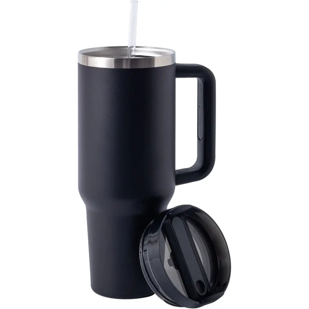 Thermoflasche - Edelstahl - Black Deckel ausgebaut