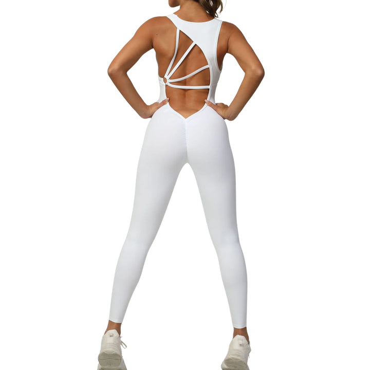 Rückenfreier Jumpsuit - White Rückansicht