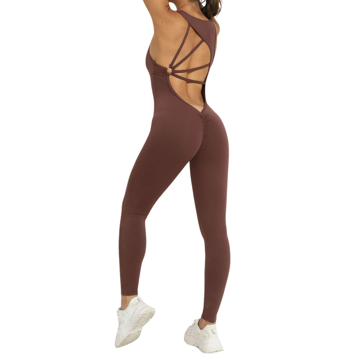 Rückenfreier Jumpsuit - Maroon Rückansicht
