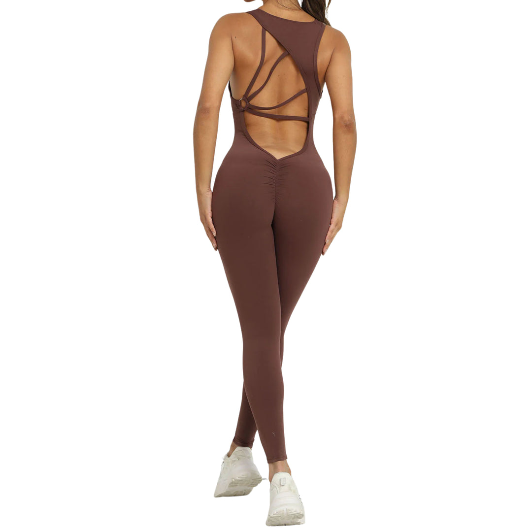 Rückenfreier Jumpsuit - Maroon Rückansicht
