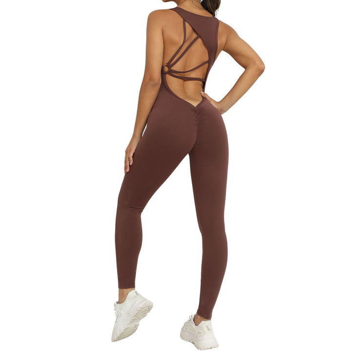 Rückenfreier Jumpsuit - Maroon Rückansicht
