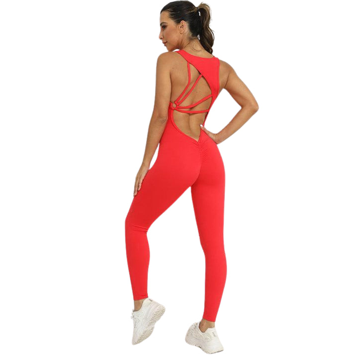 Rückenfreier Jumpsuit - Crimson Rückansicht