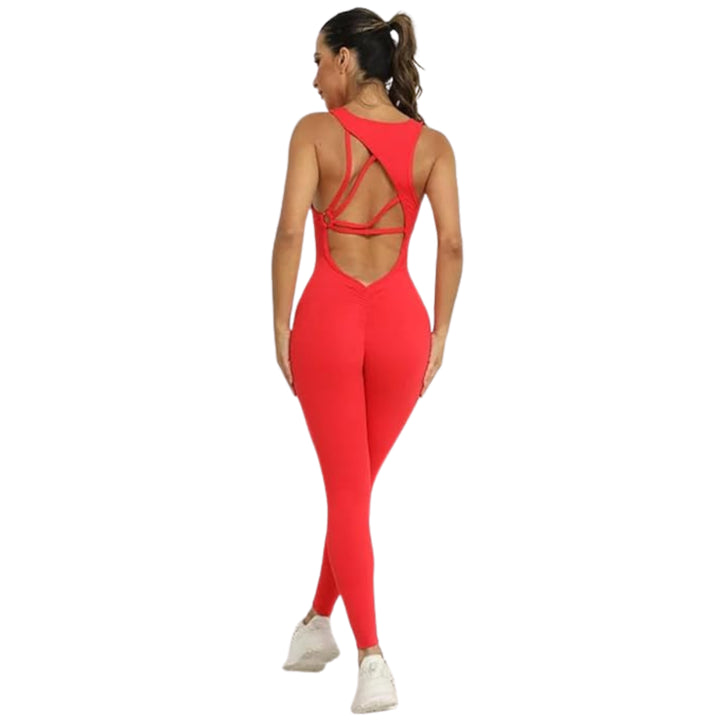 Rückenfreier Jumpsuit - Crimson Rückansicht